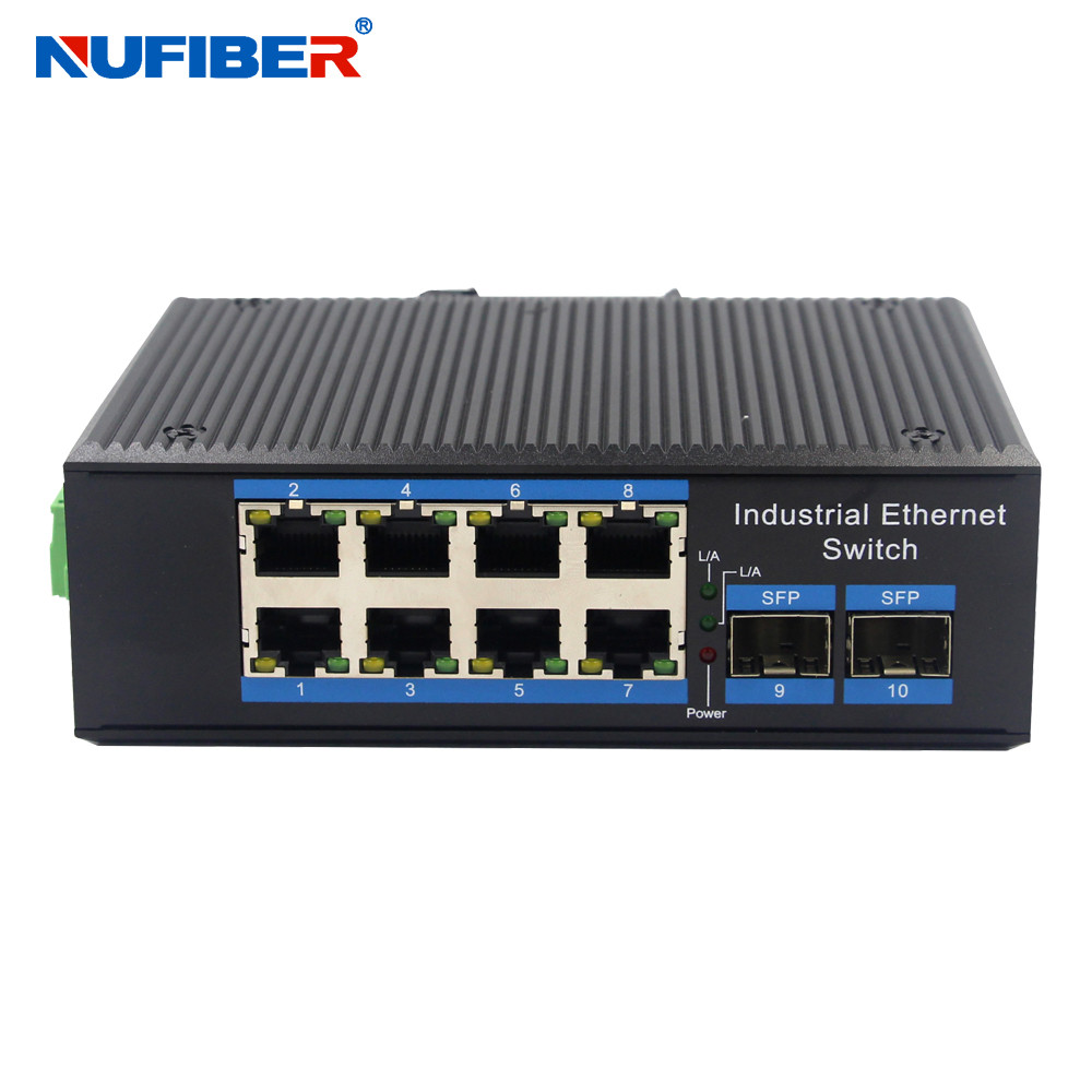 1000M Industrial Fiber switch 8 Rj45+ 2x1000M SFP Slot with